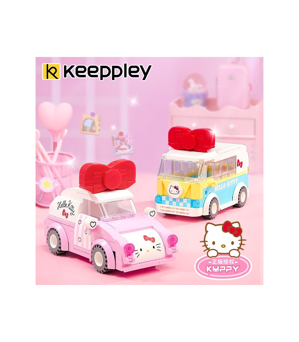 Keeppley K20805 Hello Kitty Series Mini Car Building Blocks Toy Set 