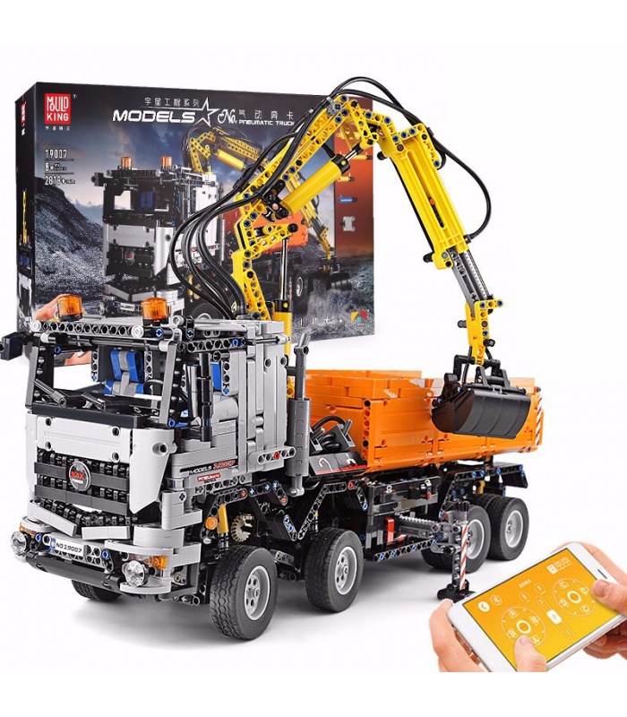 MOULD KING 19007 High-Tech Arocs Pneumatic Truck Remote Control Building Blocks Toy Set