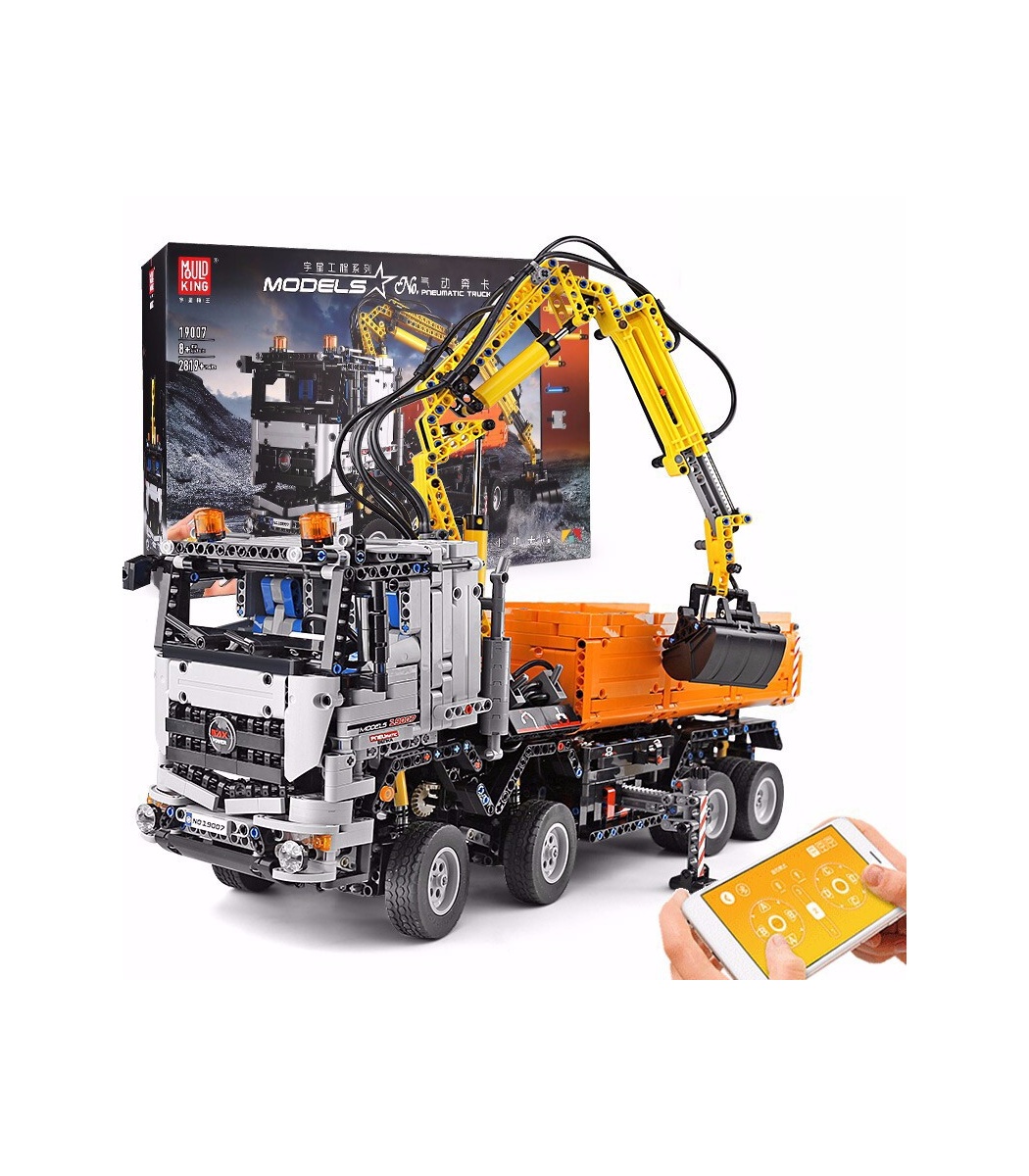 MOULD KING 19007 High-Tech Arocs Pneumatic Truck Remote Control Building Blocks Toy Set