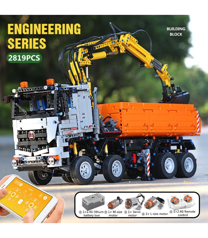 Mould King Camión Grúa De Bloques De Construcción – 2970 Piezas Con Control Remoto Y Sistema Neumático, Ideal Para Ingeniería Y Regalos Para Mayores De 14 Años