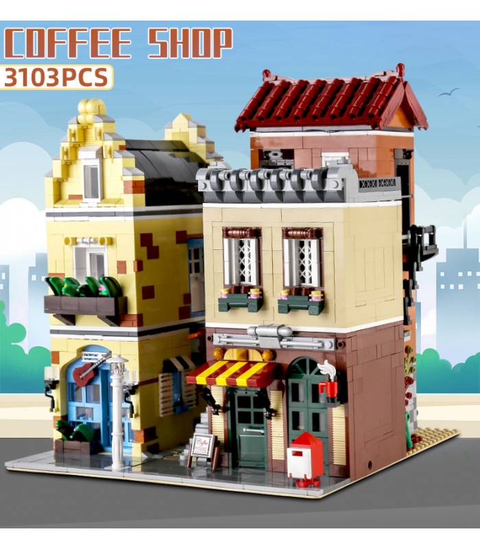 MOLD KING 16008 Coffee House Café Shop Novatown Building Blocks Spielzeugset
