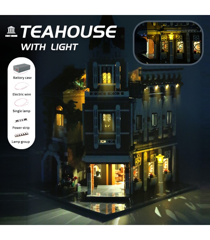 MOLD KING 16026 Afternoon Tea Restaurant mit LED-Leuchten Baustein-Spielzeug-Set