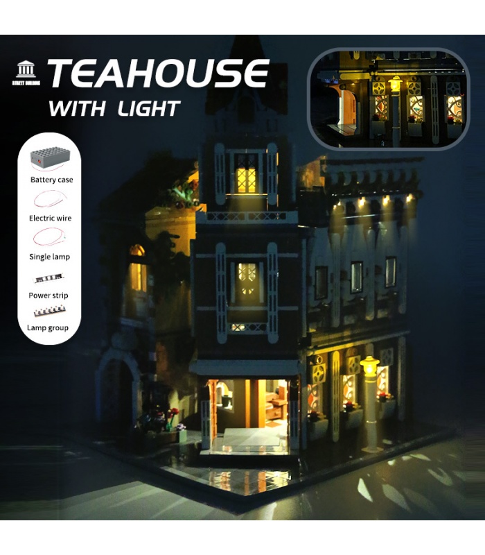 MOULD KING 16026 Afternoon Tea Restaurant with LED Lights Building Blocks Toy Set