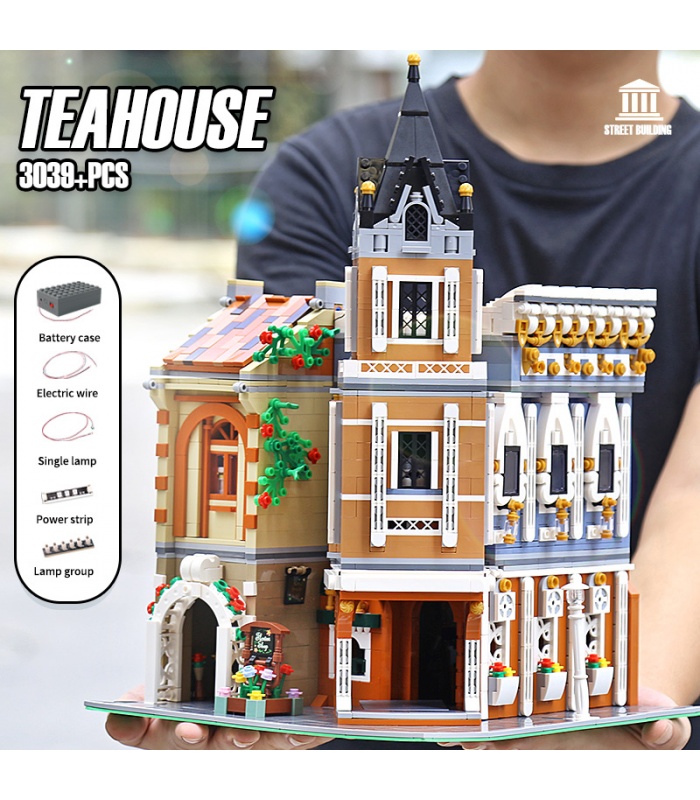 MOULD KING 16026 Afternoon Tea Restaurant with LED Lights Building Blocks Toy Set