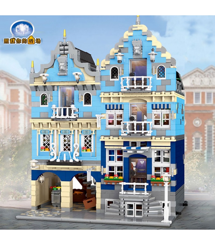 MOULD KING 16020 European Market with LED Lights Street View Series Building Blocks Toy