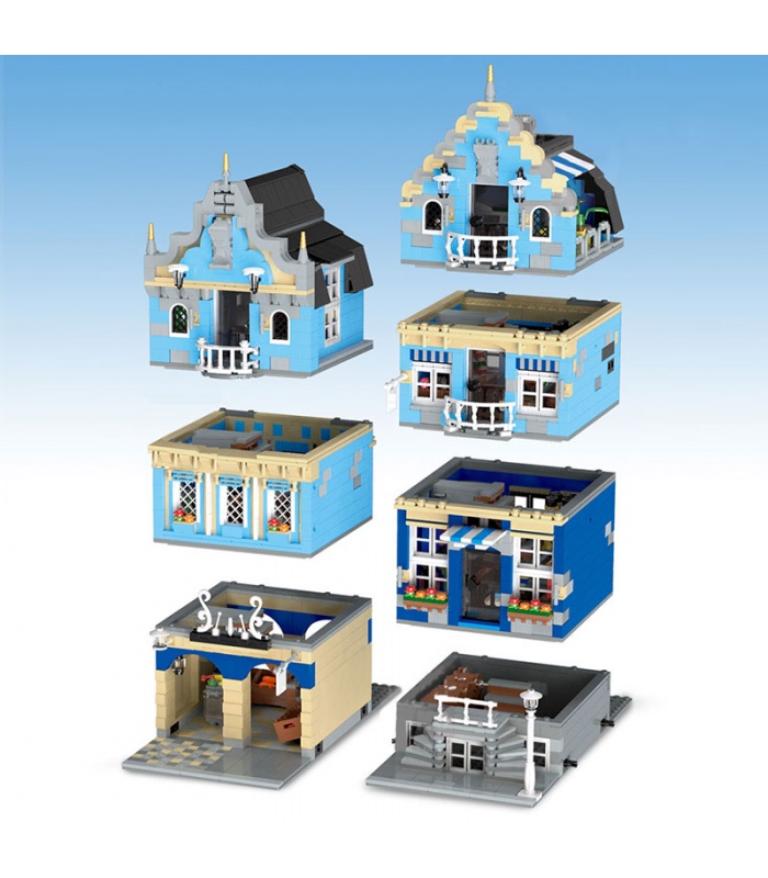 MOLD KING 16020 Mercado europeo con luces LED Street View Series Building Blocks Toy Set