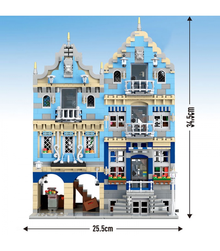 MOULD KING 16020 European Market with LED Lights Street View Series Building Blocks Toy