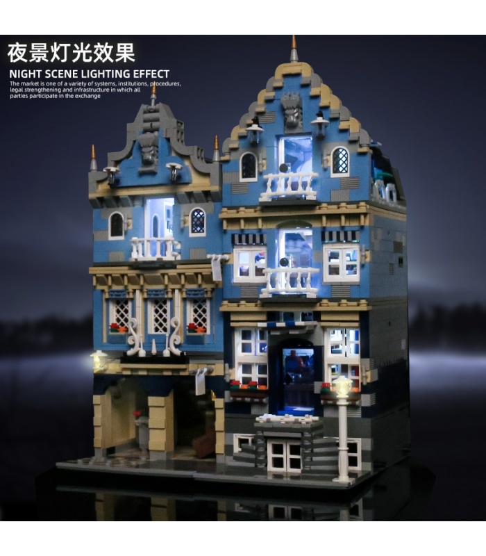 MOULD KING 16020 European Market with LED Lights Street View Series Building Blocks Toy