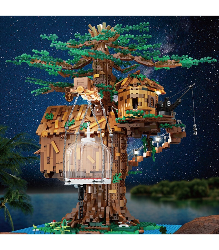 MOLD KING 16033 Casa del árbol Casa del árbol con luces Juego de juguetes de bloques de