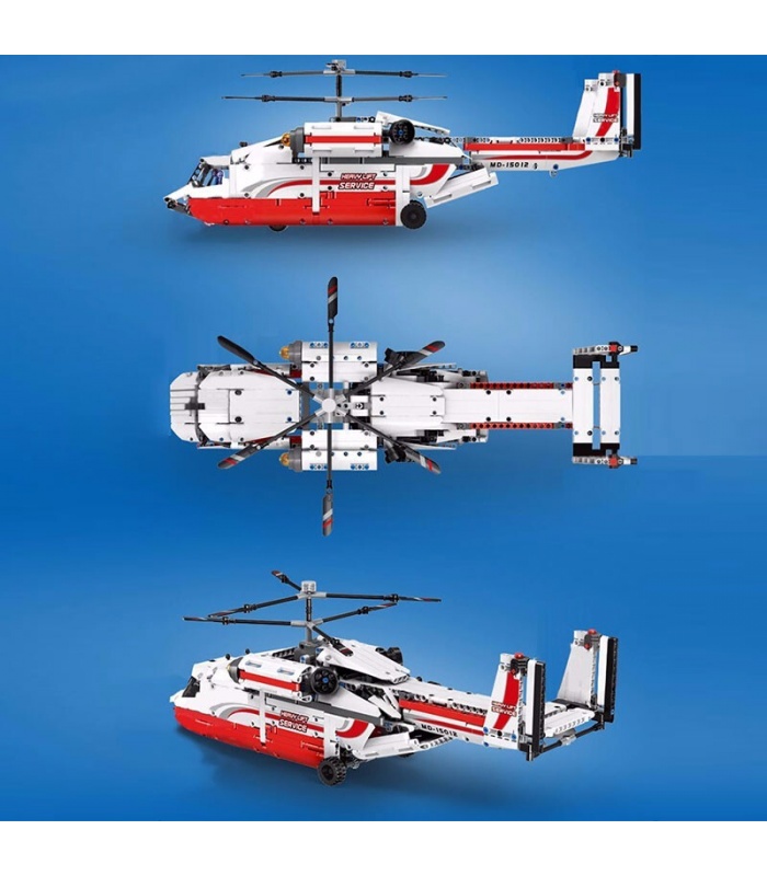 MOULD KING 15012 Heavy Lift Coaxial Transport Helicopter RC Building Blocks Toy Set