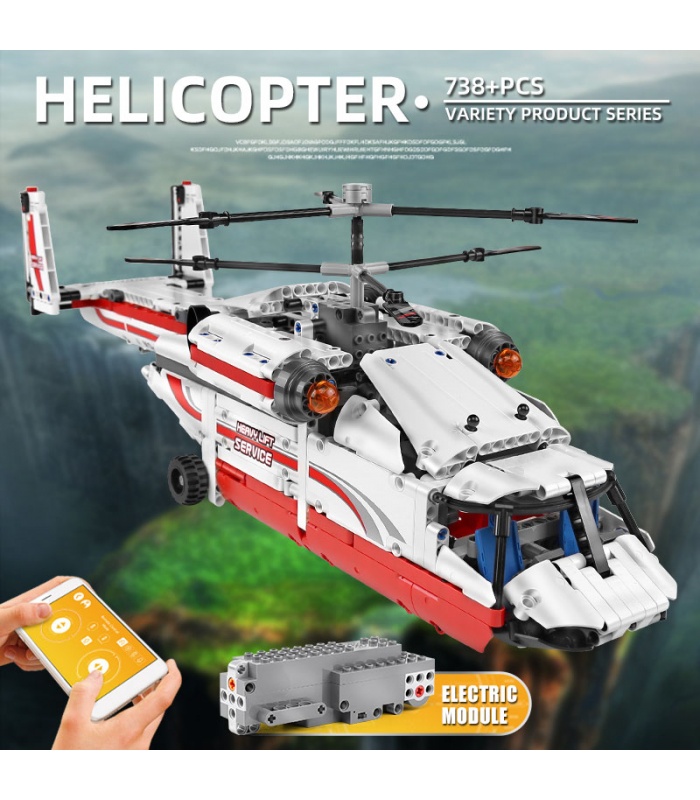 MOULD KING 15012 Heavy Lift Coaxial Transport Helicopter RC Building Blocks Toy Set