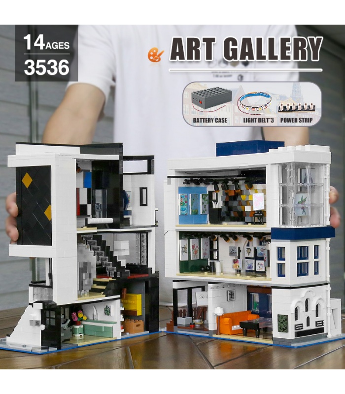 MOULD KING 16043 Art Gallery with LED Lights Novatown Series Building Blocks Toy Set