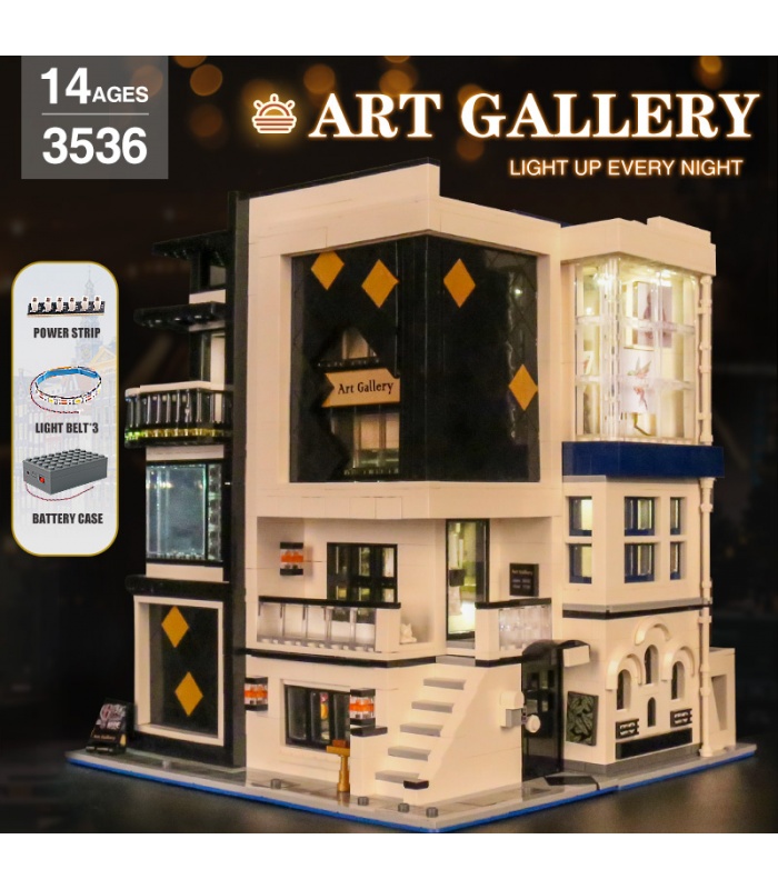 MOLD KING 16043 Art Gallery mit LED-Leuchten Novatown Series Building Blocks Toy Set