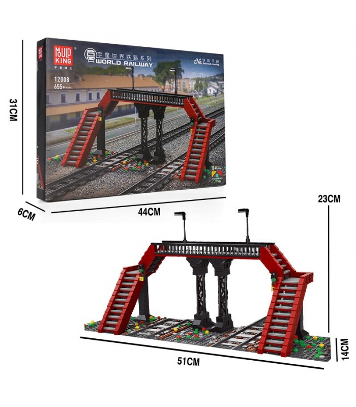 MOULD KING 12008 World Railway Railroad Crossing Model Building Blocks Toy Set