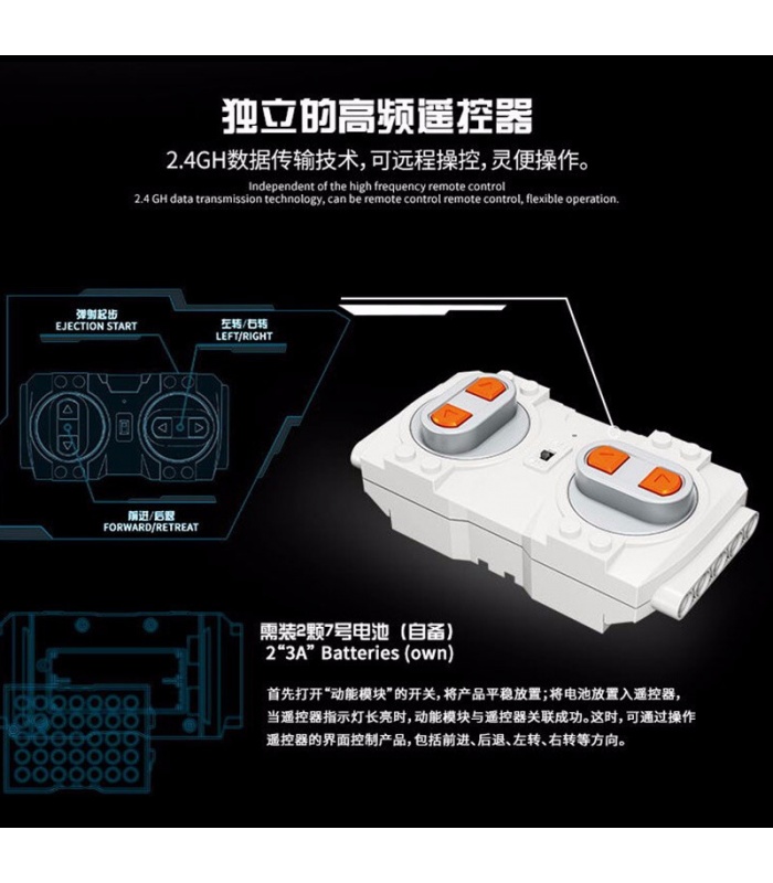 금형 왕 13044 Geoffubot 롱 디 워킹 벽돌 원격 제어 빌딩 블록 장난감 세트