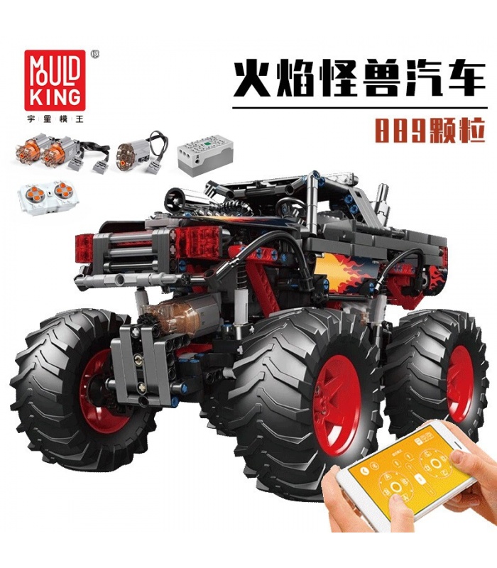 MOULD KING 18008 Flame Monster Buggy Car Remote Control Building Blocks Toy Set