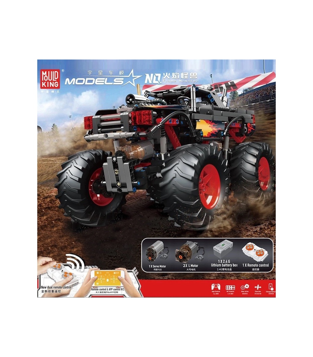 MOLD KING 18008 Flamme Monster Buggy Auto Fernbedienung Bausteine Spielzeug  Set 