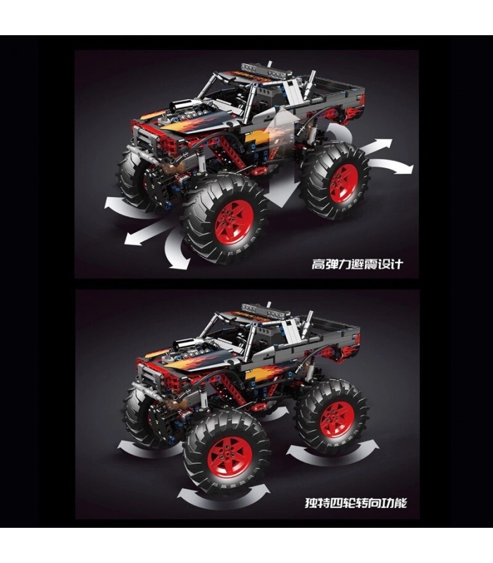 MOLD KING 18008 Flame Monster Buggy Coche Bloques de construcción de control remoto Juego