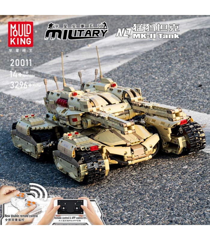 MOULD KING 20011 RC Red Alert Mammoth Tank Juego de bloques de construcción de juguete