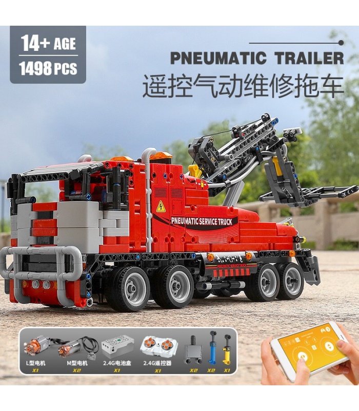 MOLD KING 19001 Pneumatic Service Truck Engineering Series Building Blocks Toy Set