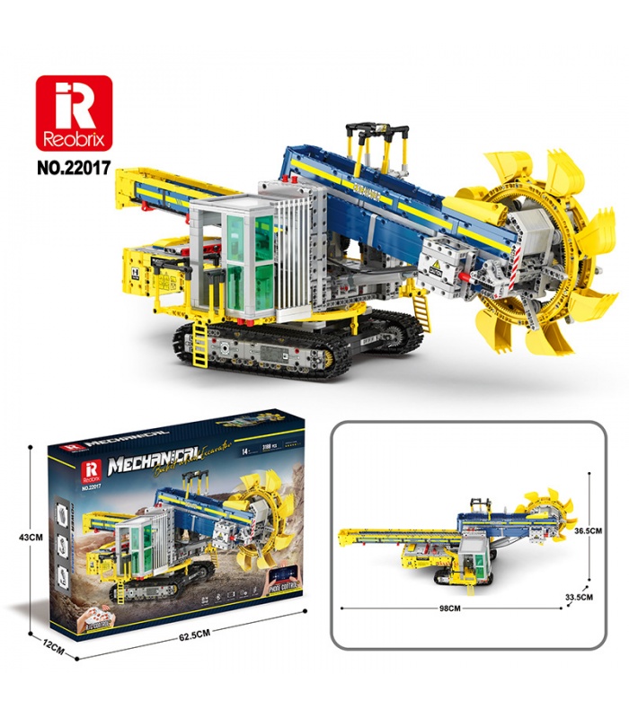 Reobrix 22017 Juego de juguetes de bloques de construcción para excavadora con rueda de cangilones
