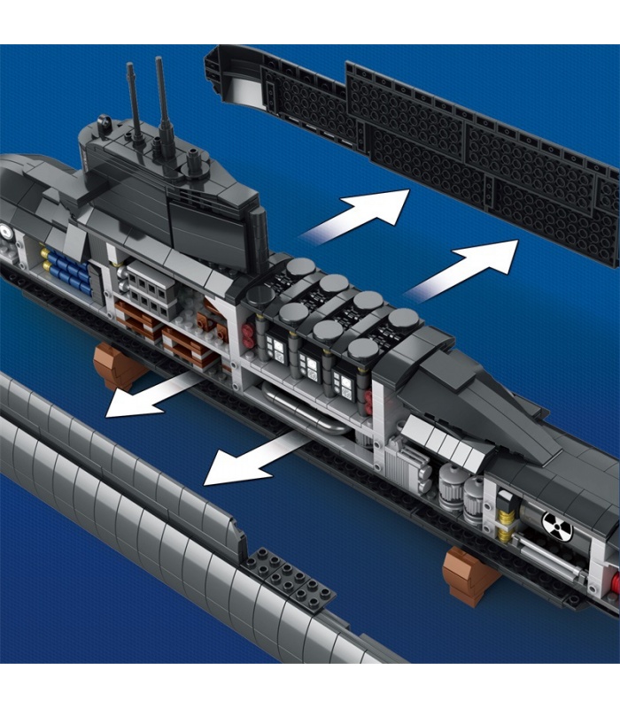 Ensemble De Construction Sous-marin Nucléaire Reobrix - 1498 Pièces, Avec éclairage LED, Modèle Technique Pour Adultes - 3
