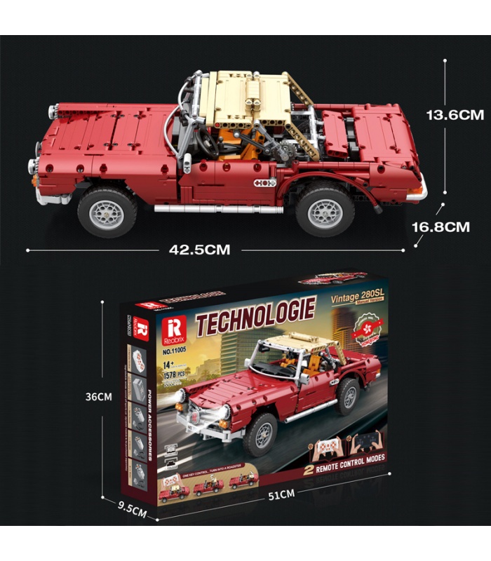 REOBRIX 11005 Mercedes-Benz 280SL Auto Technology Series Juego de juguetes de bloques de construcción