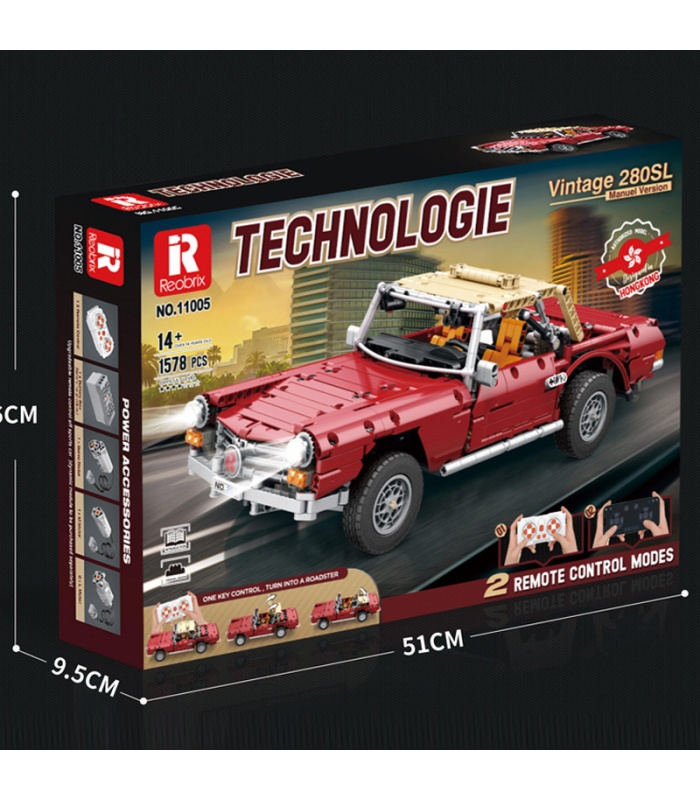 REOBRIX 11005 Mercedes-Benz 280SL Auto Technology Series Building Blocks Toy Set