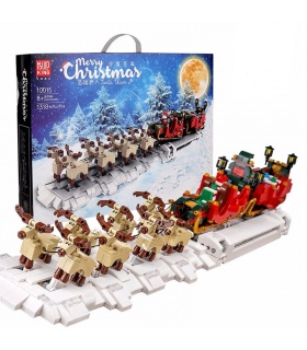 MOLD KING 10015 クリスマス シリーズ スチーム電気そりビルディング ブロックおもちゃセット