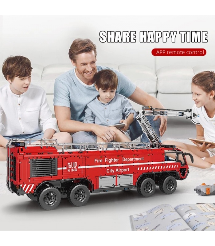 MOULD KING 19004 Pneumatic Airport Rescue Vehicle Remote Control Building Blocks Toy Set