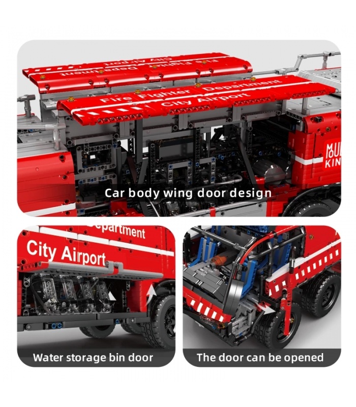 MOULD KING 19004 Pneumatic Airport Rescue Vehicle Remote Control Building Blocks Toy Set