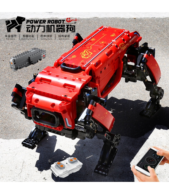 MOULD KING 15067 MK Dynamics Red Robot Dog Remote Control Building Blocks Toy Set