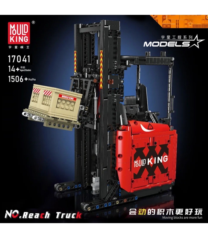 MOLD KING 17041 Engineering Series Red Reach Truck Télécommande Blocs de construction