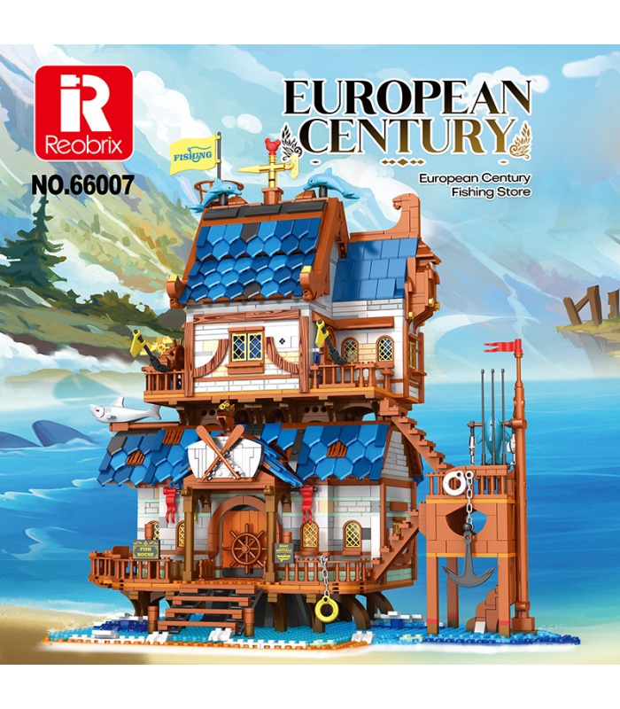 Reobrix 66007 European Medieval Fishing Store Architecture Series Building Bricks Toy Set