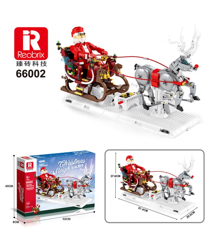 Reobrix 66002 Juego de juguetes de bloques de construcción con trineo navideño de Papá Noel