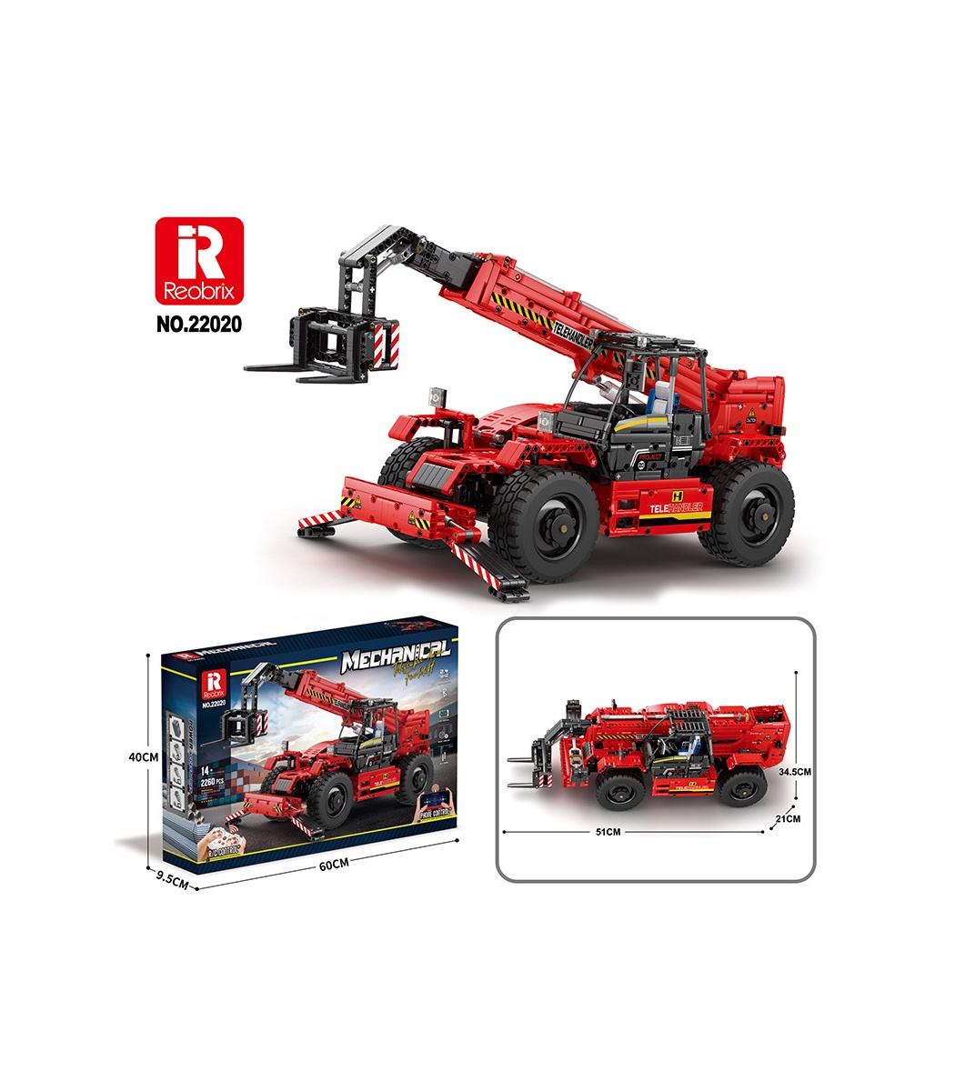 REOBRIX 22020 Ensemble de jouets de blocs de construction de chargeur de chariot  élévateur à bras télescopique - BuildingToyStor