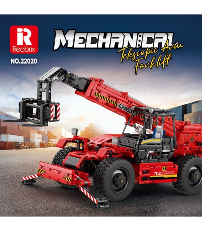 REOBRIX 22020 텔레스코픽 지게차 기술 기계 시리즈 빌딩 블록 장난감