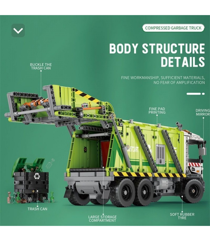 REOBRIX 22022 Compression Garbage Truck Building Blocks Toy Set