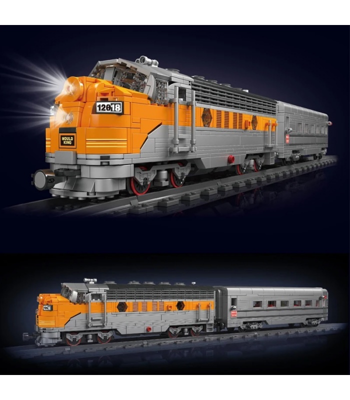 MOULD KING 12018 USA EMD F7 WP Diesel Locomotive Building Blocks Toy Set