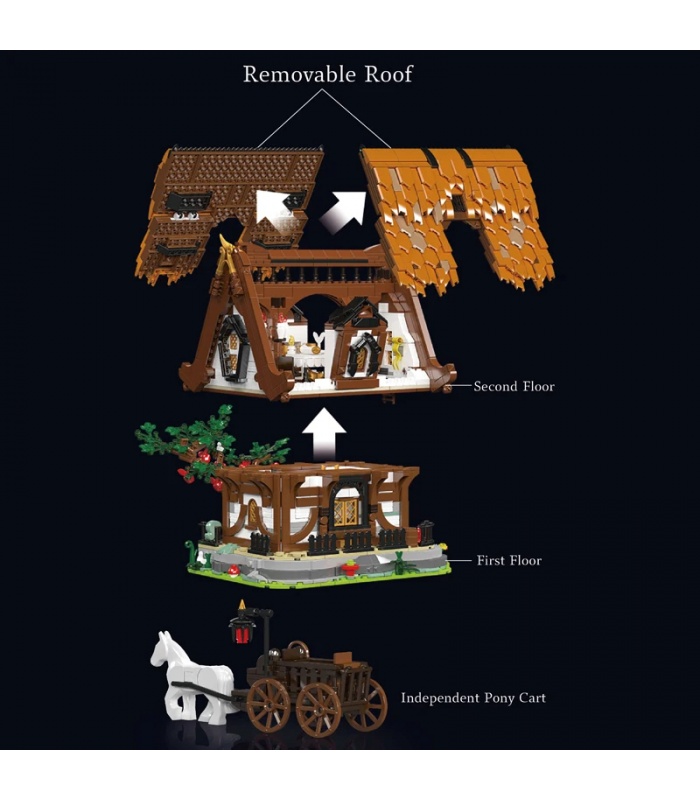 MOULD KING 16054 Medieval World Log Cabin Building Blocks Toy Set