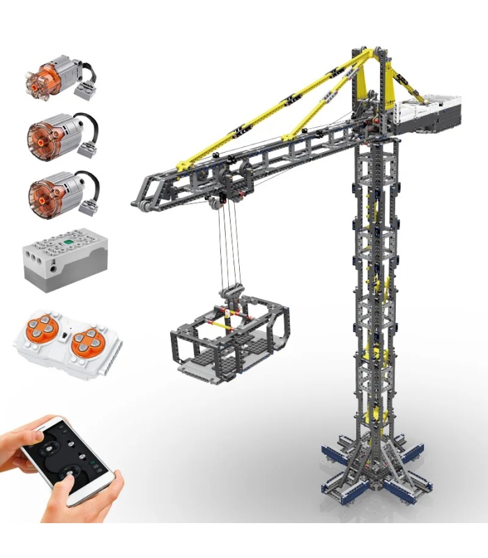 Juego de bloques de construcción de juguete con control remoto y grúa torre Mould King 17004