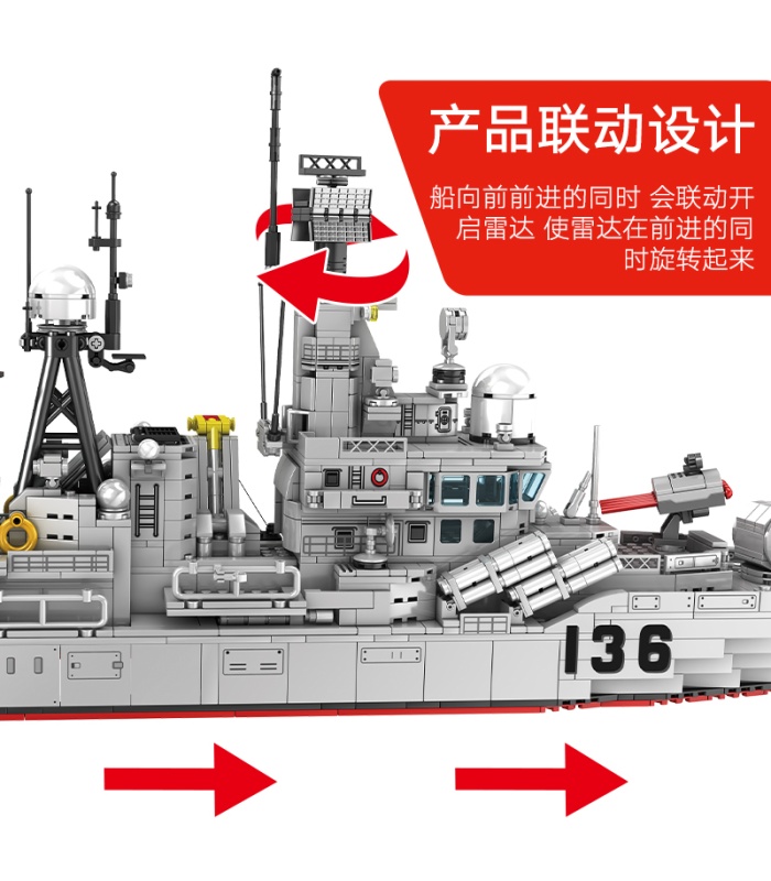 SEMBO 202060 Série militaire Type 956 Ensemble de blocs de construction de destructeur moderne