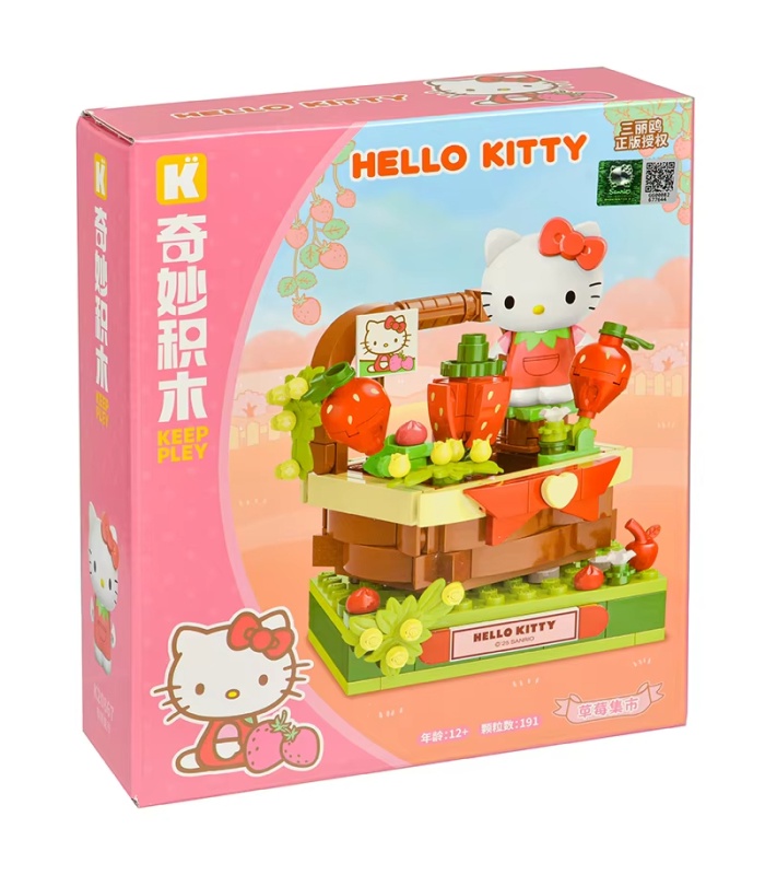 Keeppley K20867 Erdbeermarkt Hello Kitty Sanrio Erdbeerstadt Bausteine Spielzeug
