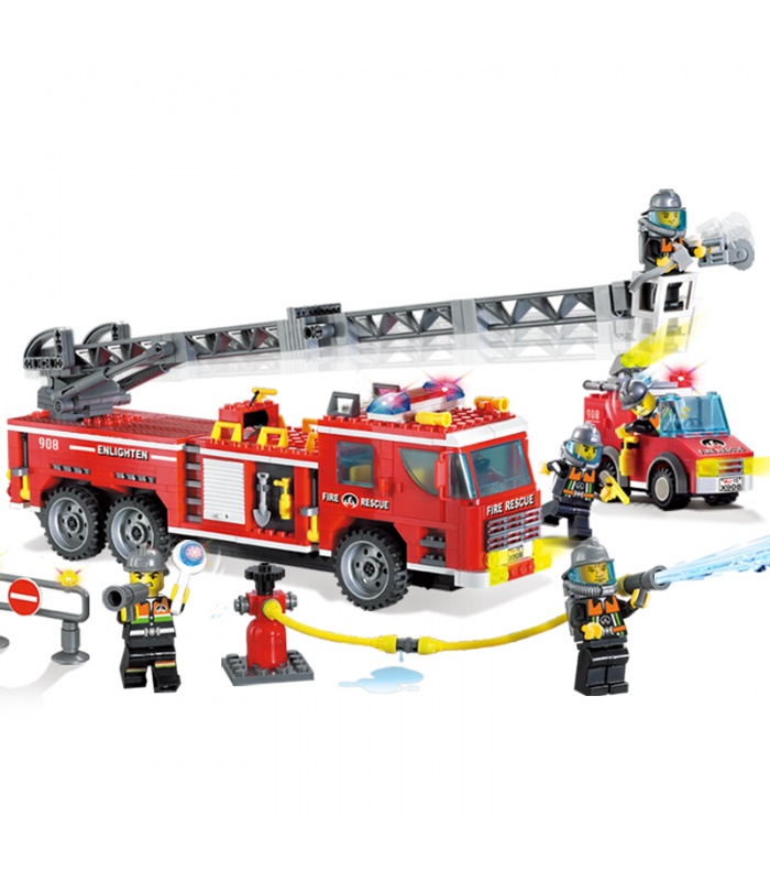 ENLIGHTEN 908 Scaling Ladder Fire Engines Building Blocks Set