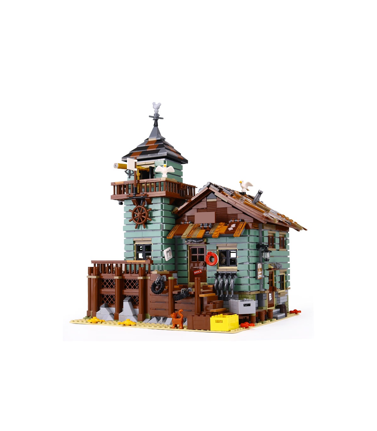 Custom Ideas Old Fishing Store Compatible Building Bricks Toy Set