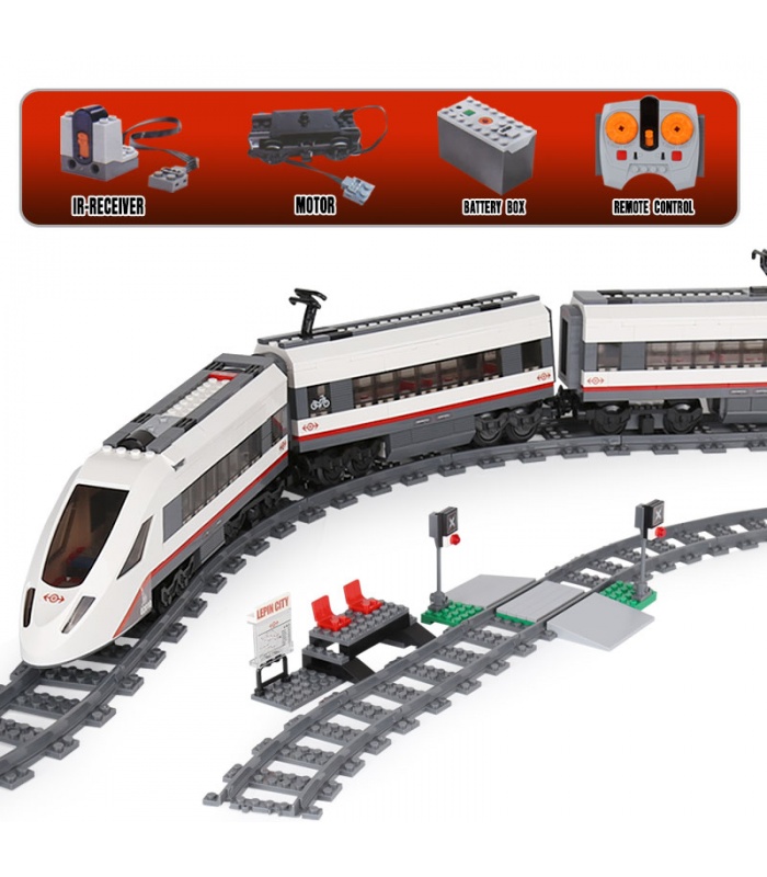 Custom High-Speed Passenger Train Building Bricks Set 610 Pieces