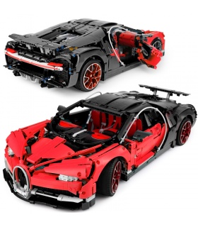 Custom Red Bugatti Chiron Compatible Building Bricks Toy Set