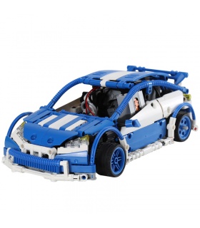 Custom MOC Blue Hatchback Type R Building Bricks Toy Set 640 Pieces