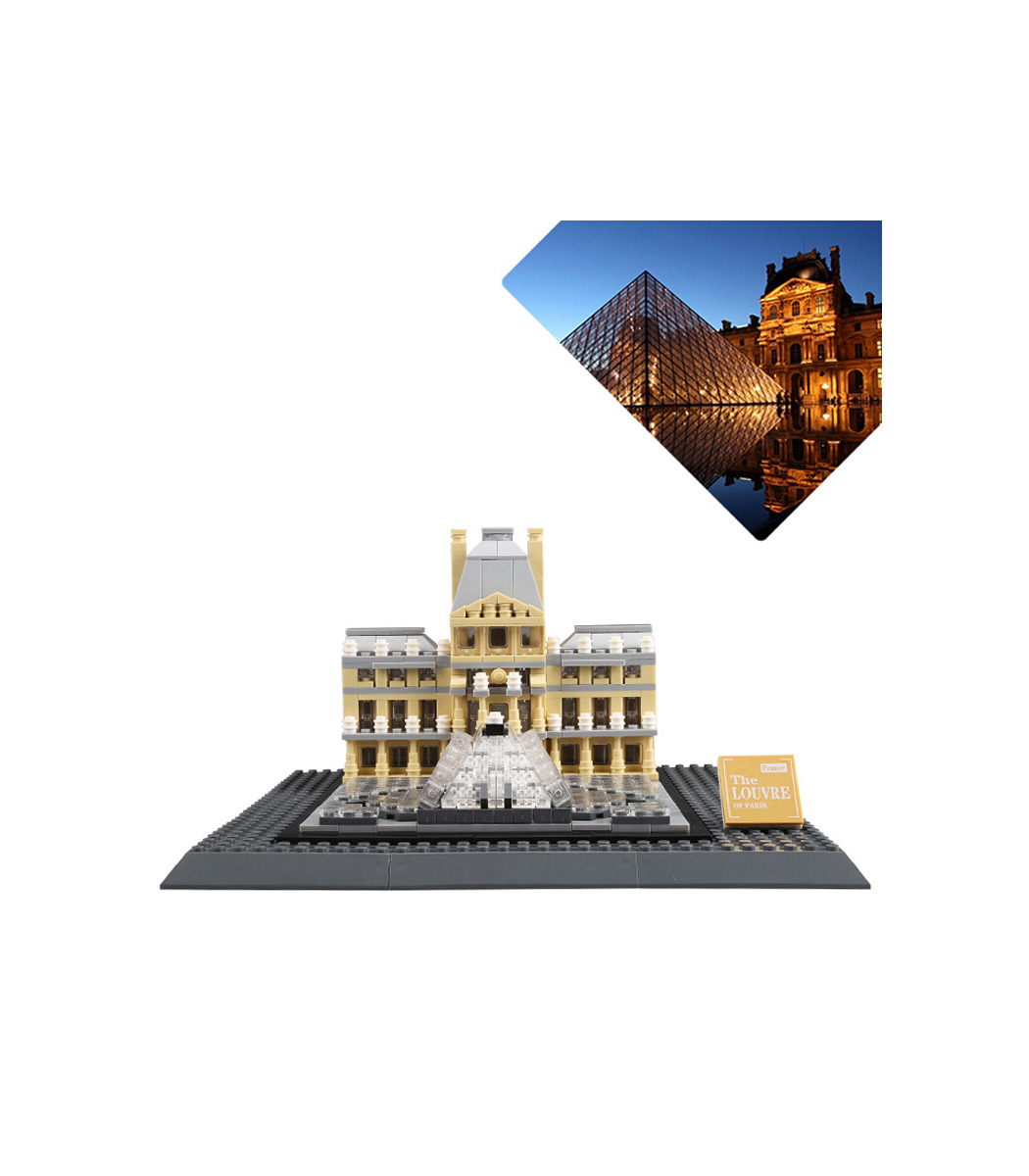 WANGE The Louvre of Paris-France Mini Model Building Blocks Bricks STEM Enginering Toy