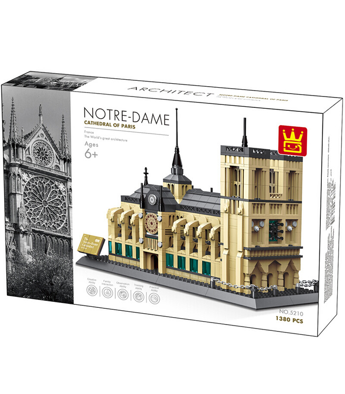 WANGE Architecture Notre Dame Cathedral Notre-Dame de Paris 5210 Building Blocks Toy Set